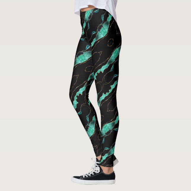 Leggings turquoises en or noir (Gauche)