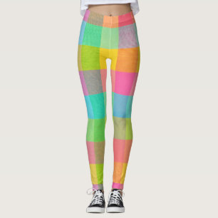 Leggings Tutti Frutti Plaid - Jambe Motif brillante À damie