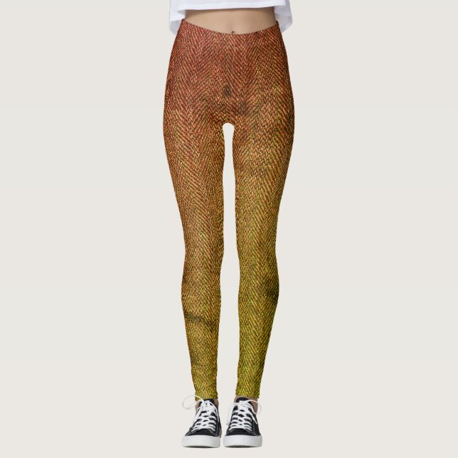 Leggings Tweed Texture du rose rouillé au vert, ZEA (Devant)