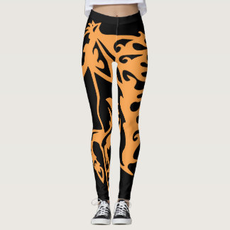 Leggings Twister Orange Pony Horse Stallion Steed Line Art