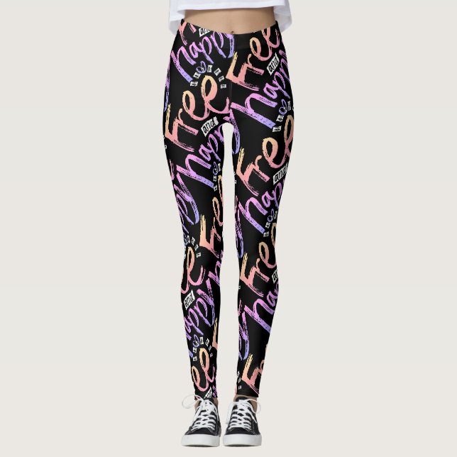 Leggings Typo Doodle Peinture Arc-en-Ciel Moderne Gratuit e (Devant)