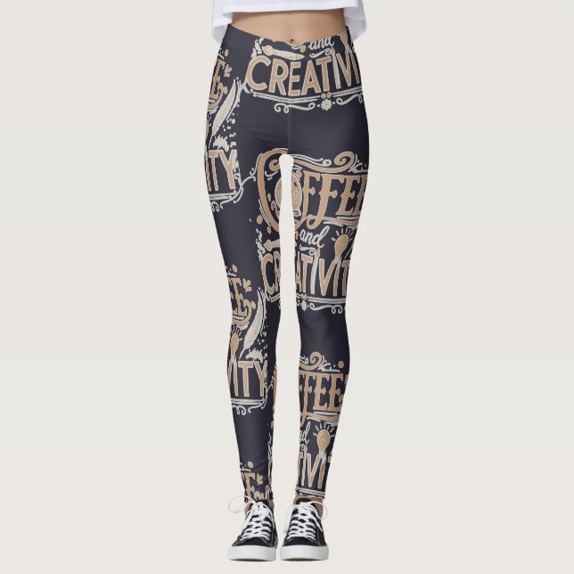 Leggings Typographie Café et Créativité (Devant)