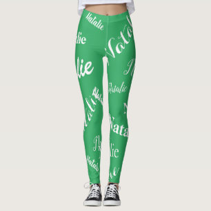 Leggings Typographie de nom personnalisée Police Sea Green