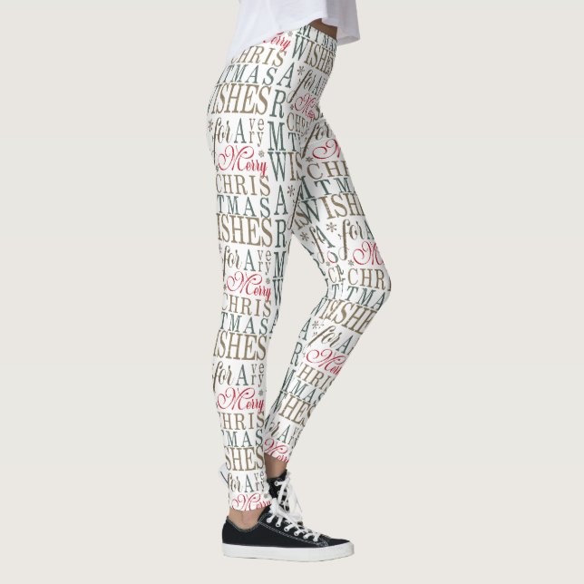 Leggings Typographie de souhaits chauds Rouge/Vert/Blanc ID (Droite)