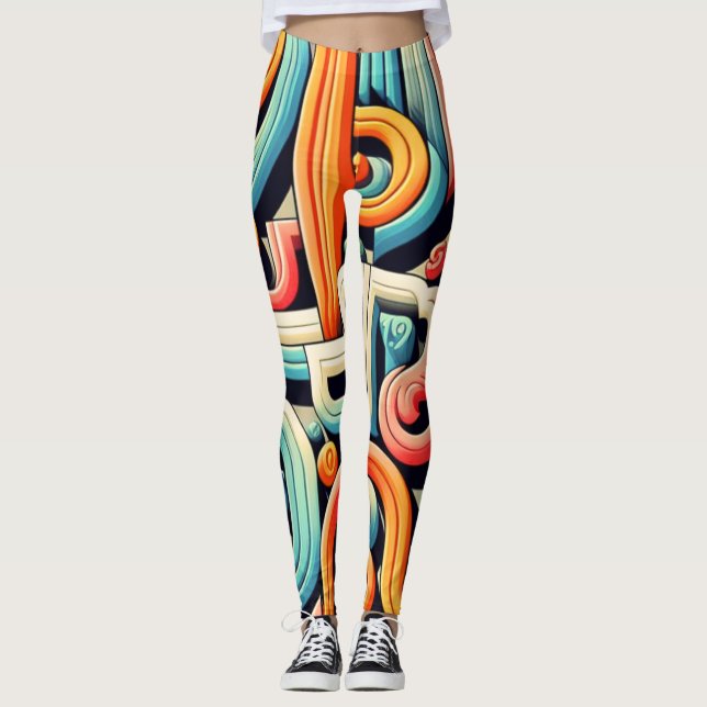 Leggings Typographie des formes géométriques Motifs Abstrai (Devant)