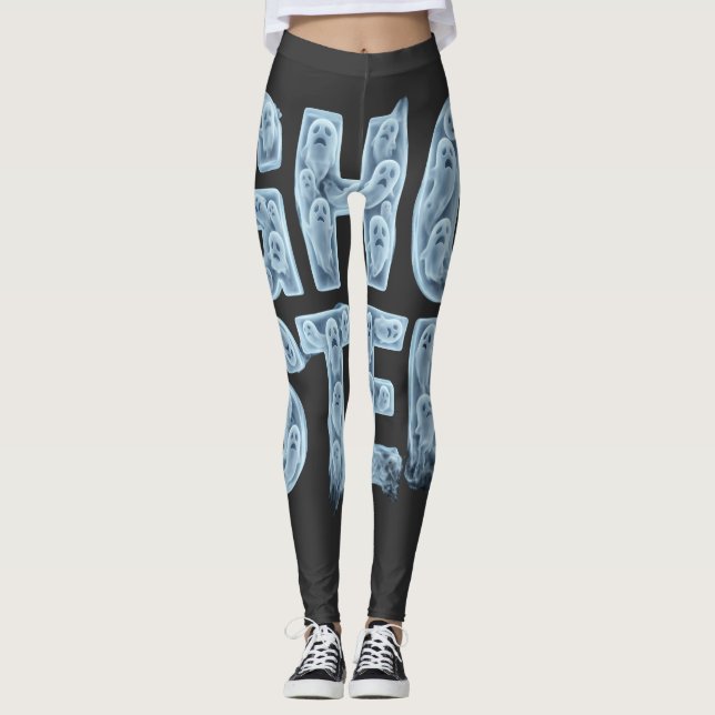 Leggings Typographie fantôme translucide drôle de fantôme d (Devant)