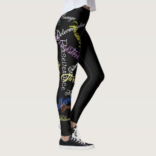 Leggings Typographie Mots Colorés De Motivation
