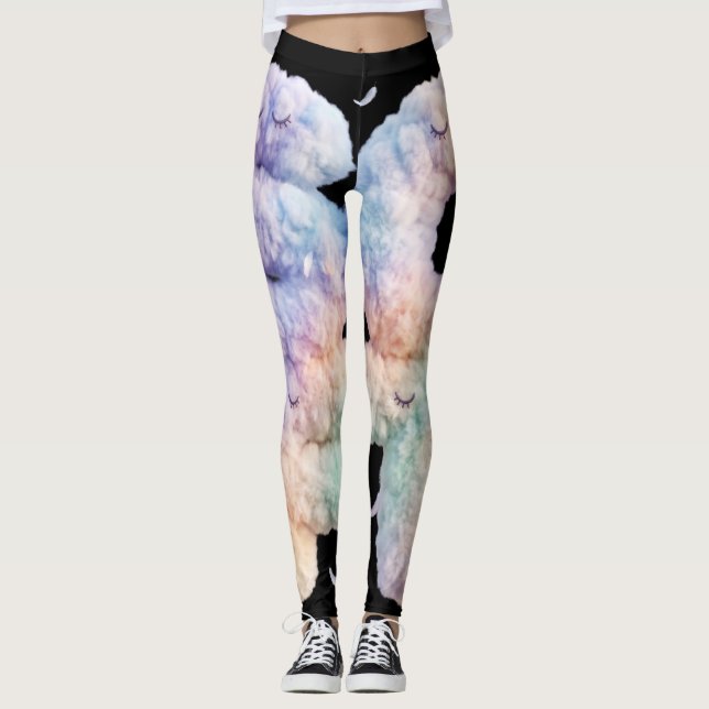 Leggings Typographie pastel de nuage doux esthétique mignon (Devant)