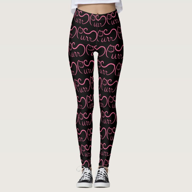 Leggings Typographie Ronronnement ROSE (Devant)