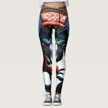 Ukiyo-e Punk city KIMONO Cats Leggings-THE 其の弐 レギ