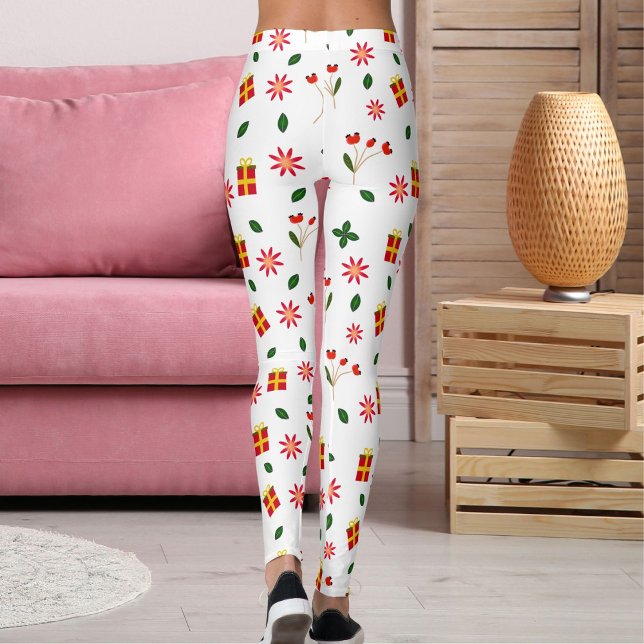 Leggings Ultra Soft Christmas Holiday Flower Pattern Gift (Créateur téléchargé)