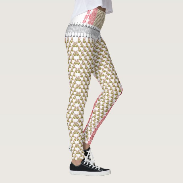 Leggings un arrière - plan blanc avec des feuilles verts (Droite)