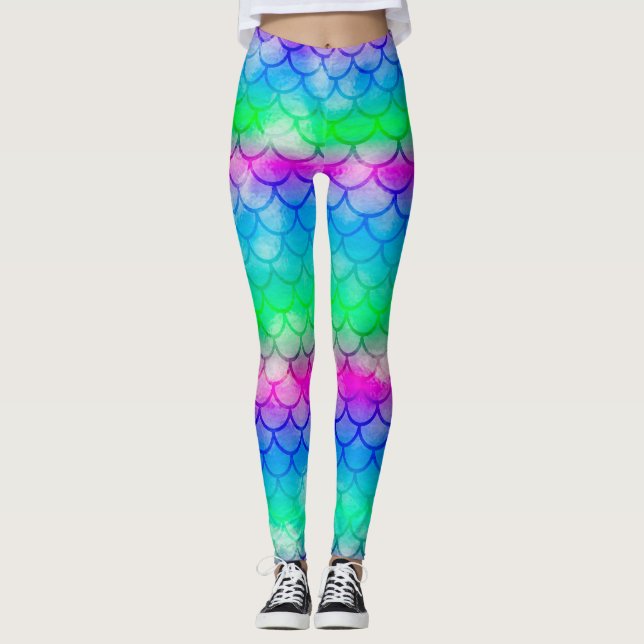 Leggings Un beau spectre de couleurs sirènes (Devant)
