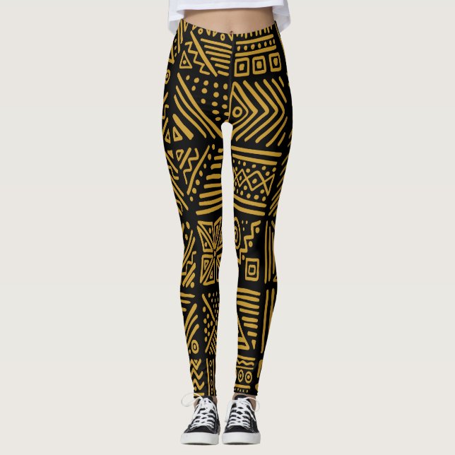 Leggings Un clash africain : une tribu ethnique sans coutur (Devant)