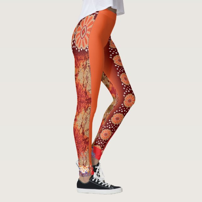 Leggings un design d'un motif rouge et or (Droite)
