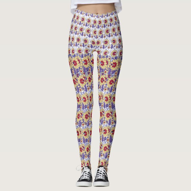 Leggings Un design dynamique avec création jaune et orange (Devant)