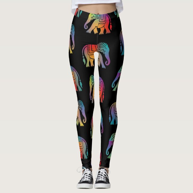 Leggings Un design éléphant de style rétro (Devant)
