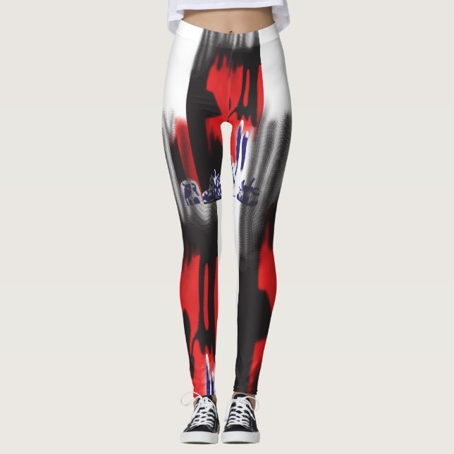 Leggings Un design graphique rouge avec un habillage géomét (Devant)