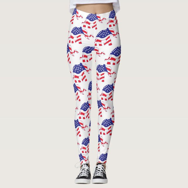 Leggings Un éléphant fabriqué dans le drapeau américain (Devant)