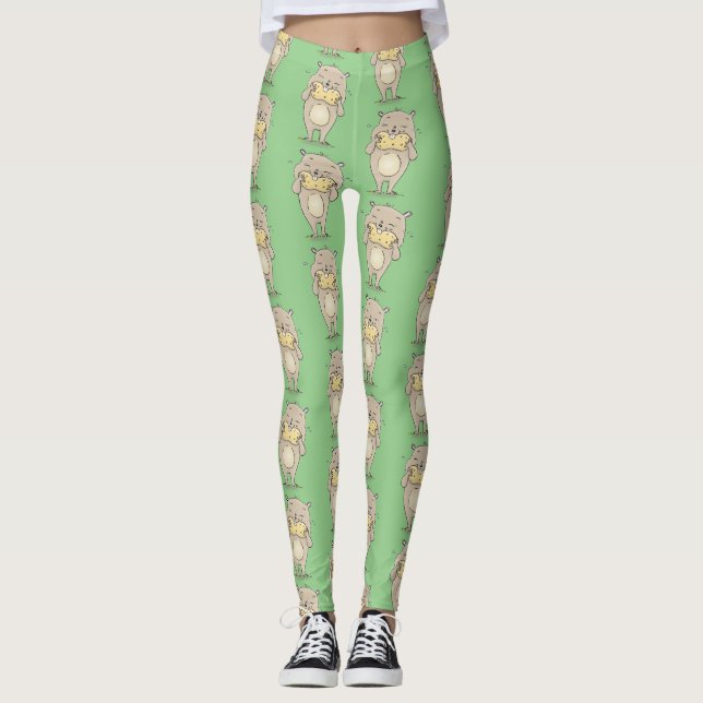 Leggings Un joli hamster souriant avec cacahuète (Devant)