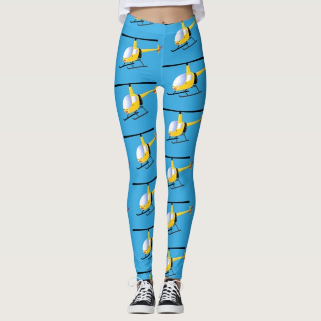 Leggings Un joli hélicoptère de dessin animé jaune (Devant)