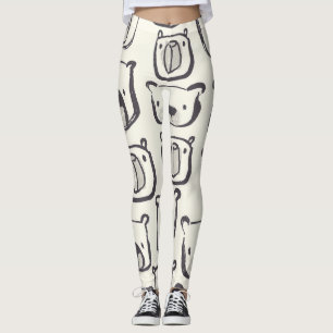 Leggings Un mignon ours, un motif sans couture dessiné à la