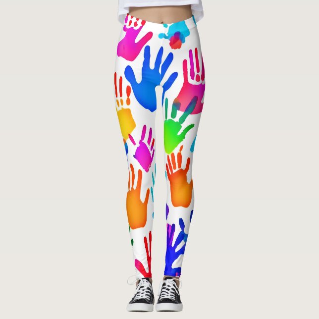 Leggings Un monde de mains en couleur (Devant)