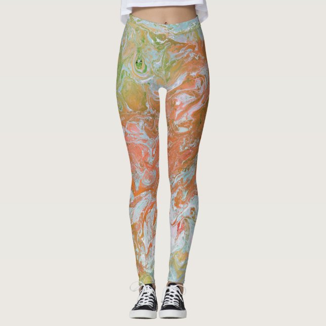 Leggings Un monde sur le pastel du feu (Devant)
