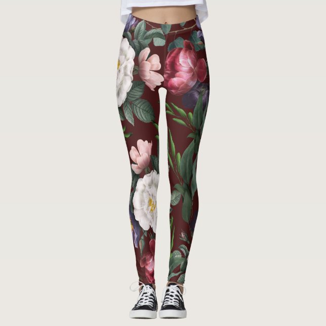 Leggings Un motif de luxe boho pour festival de musique rou (Devant)