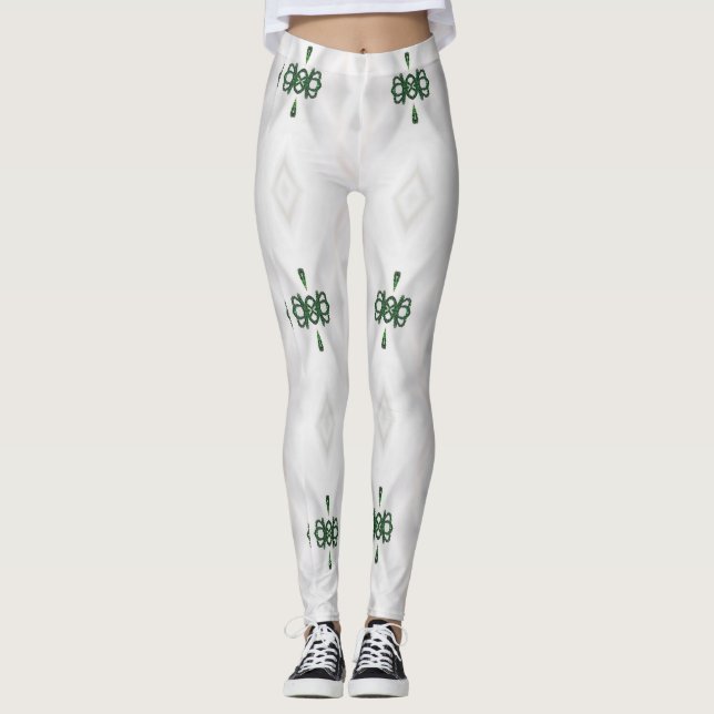 Leggings Un Motif de neige blanche et de ruban de Noël (Devant)