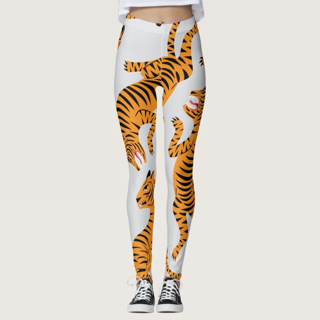 Leggings Un motif de tigre sans couture, thème de la faune. (Devant)