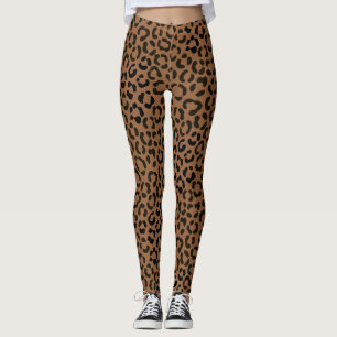 Leggings Un Motif Empreinte de léopard tendance en noir sur