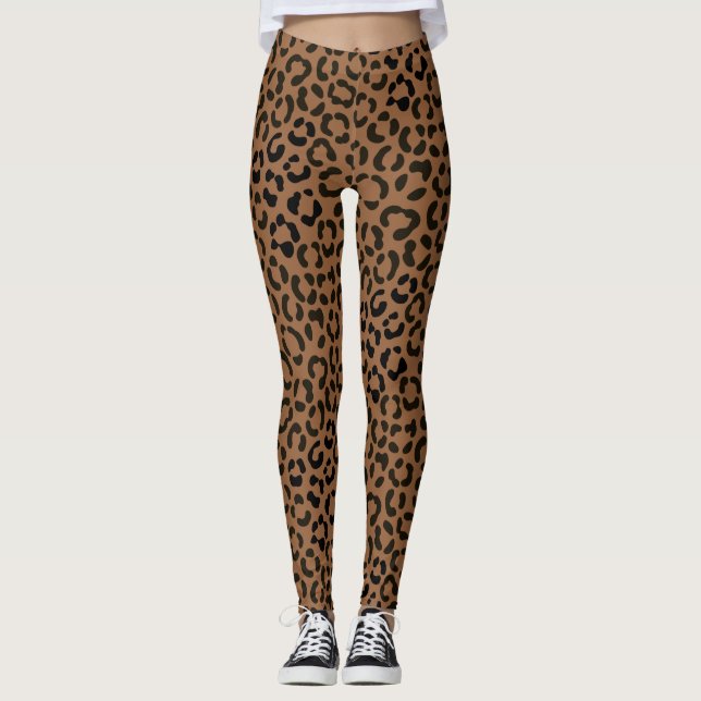 Leggings Un Motif Empreinte de léopard tendance en noir sur (Devant)