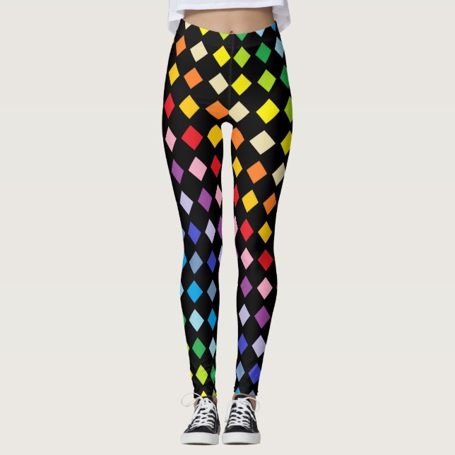 Leggings Un plus large noir de diamants d'arc-en-ciel de (Devant)