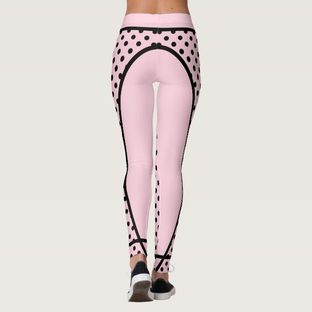 Leggings Un rêve rose avec des points noirs de yoga (Dos)