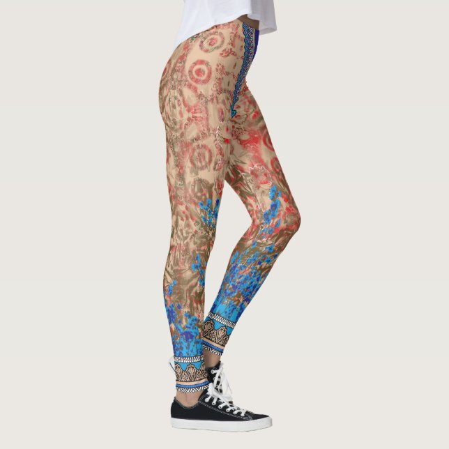 Leggings un tableau d'écharpe bleu et beige (Droite)