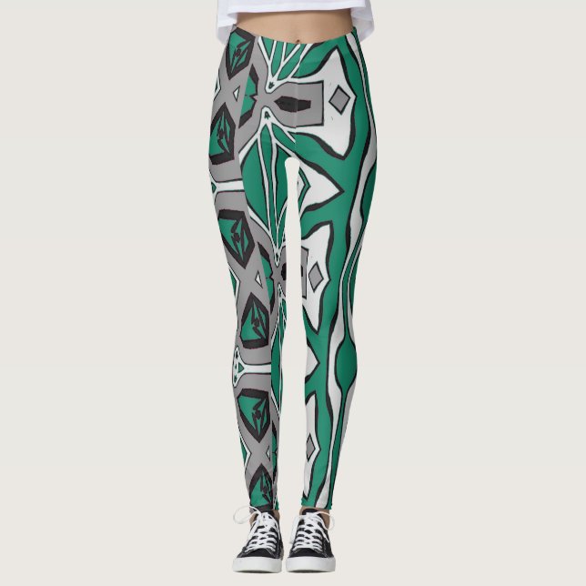 Leggings Un vert abstrait vibrant "Ratti_Creative_Arts" (Devant)