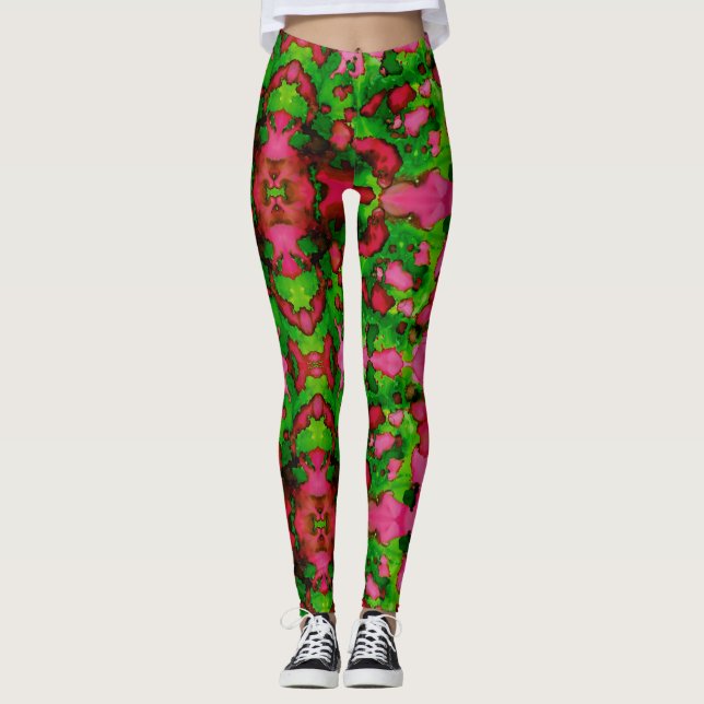 Leggings Une étude en rose et vert (Devant)
