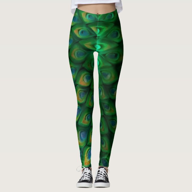 Leggings Une excellente couleur paon mélangeant design imag (Devant)