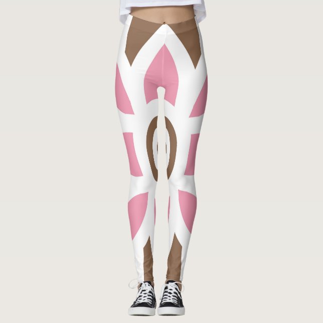 Leggings une fleur rose sur un arrière - plan brun (Devant)
