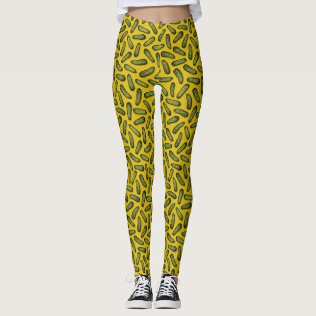 Leggings Une pléthore de chatons - Gherkins vert et jaune (Devant)