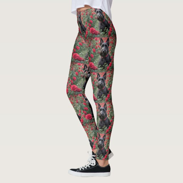 Leggings "Une rose rouge pour le Terrier écossais noir" (Gauche)