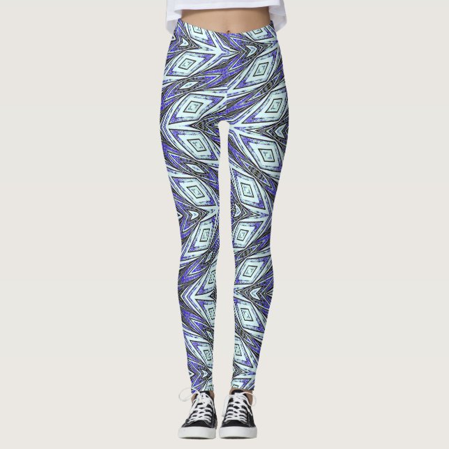 Leggings Une texture de chevron bleu "Ratti_Creative_Arts" (Devant)