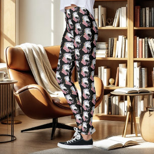 Leggings Unicorn blanc et Flowers