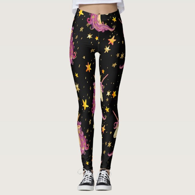 Leggings Unicorn Princess : Aquarelle Fairy Tale (Devant)
