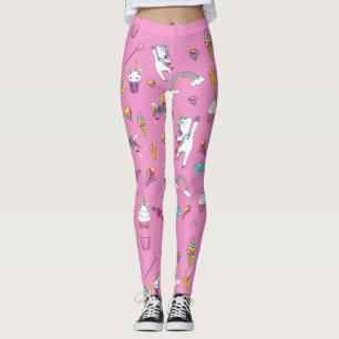 Leggings Unicorne Fan Club motif rose
