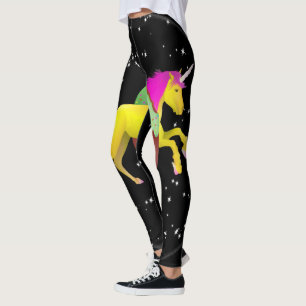 Leggings Unicorne rose et jaune saupoudrant à travers un be