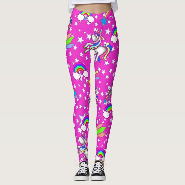 Leggings unicornes roses (Devant)