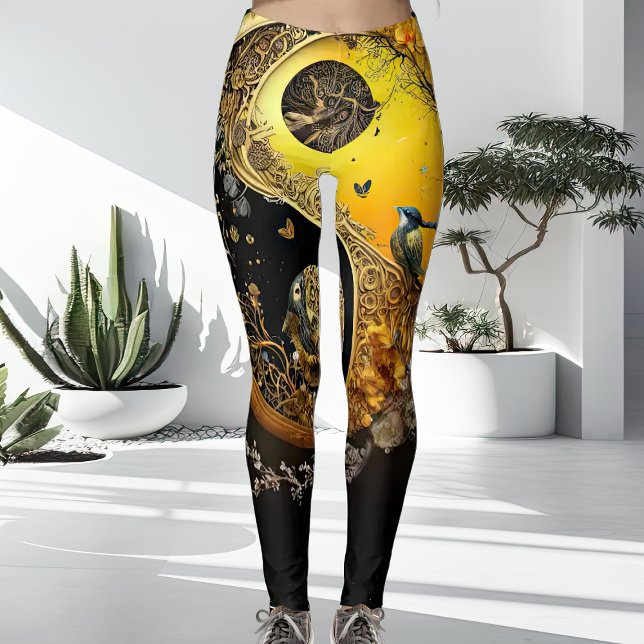 Leggings Unique complexe spirituel femmes Jaunes et Noires (Créateur téléchargé)