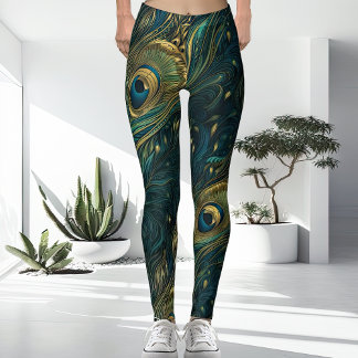 Leggings Unusual + Unique Highly Detailed Peacock Feather